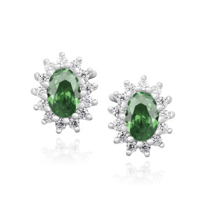 Cercei argint cu piatra verde DiAmanti Z1102E_EM-DIA (Argint 925‰ 2,1 g.)